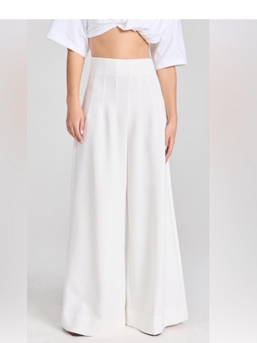 Staud Caleb 4 Wide Leg High-Waist White Palazzo Pants